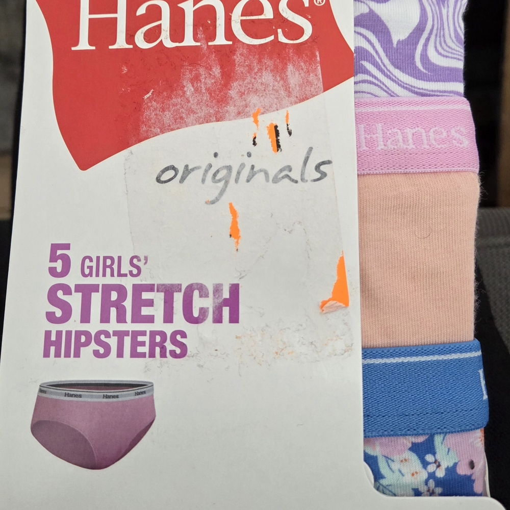 Hanes Originals Girls' Tween Hipster Underwear, Fashion Assorted, 5-Pack Size 8